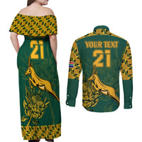 Custom South Africa Rugby Couples Matching Off Shoulder Maxi Dress and Long Sleeve Button Shirt Springboks Proud The Champions LT9 - Wonder Print Shop
