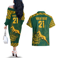 Custom South Africa Rugby Couples Matching Off The Shoulder Long Sleeve Dress and Hawaiian Shirt Springboks Proud The Champions LT9 - Wonder Print Shop