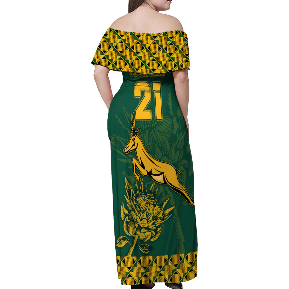 Custom South Africa Rugby Family Matching Off Shoulder Maxi Dress and Hawaiian Shirt Springboks Proud The Champions LT9 - Wonder Print Shop