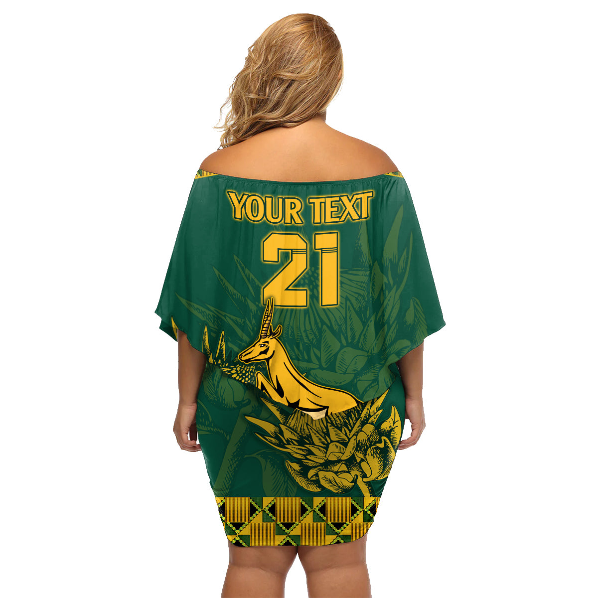 Custom South Africa Rugby Family Matching Off Shoulder Short Dress and Hawaiian Shirt Springboks Proud The Champions LT9 - Wonder Print Shop