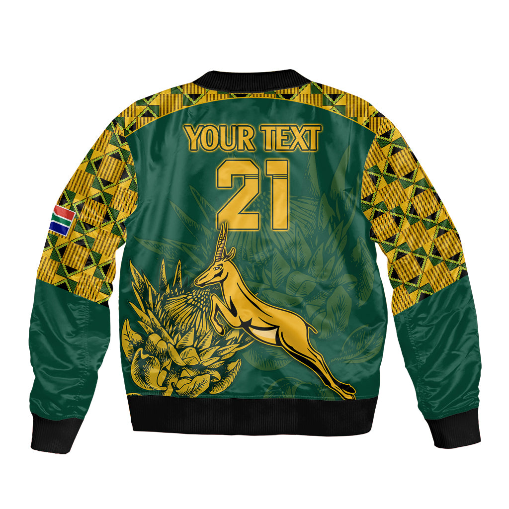 Custom South Africa Rugby Sleeve Zip Bomber Jacket Springboks Proud The Champions - Wonder Print Shop