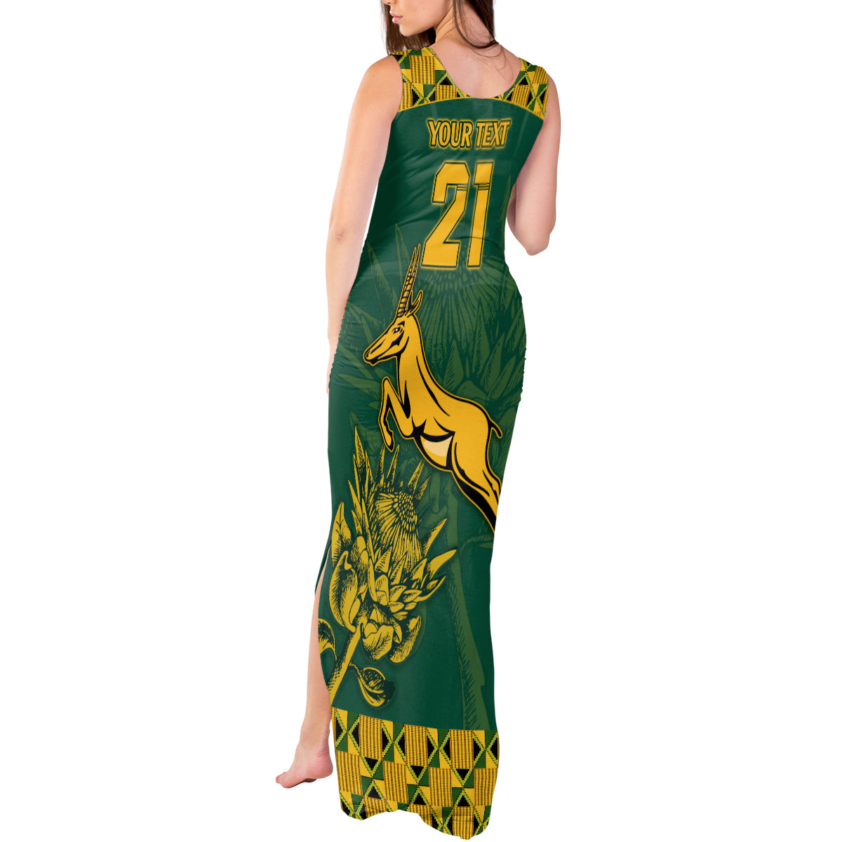 Custom South Africa Rugby Tank Maxi Dress Springboks Proud The Champions - Wonder Print Shop