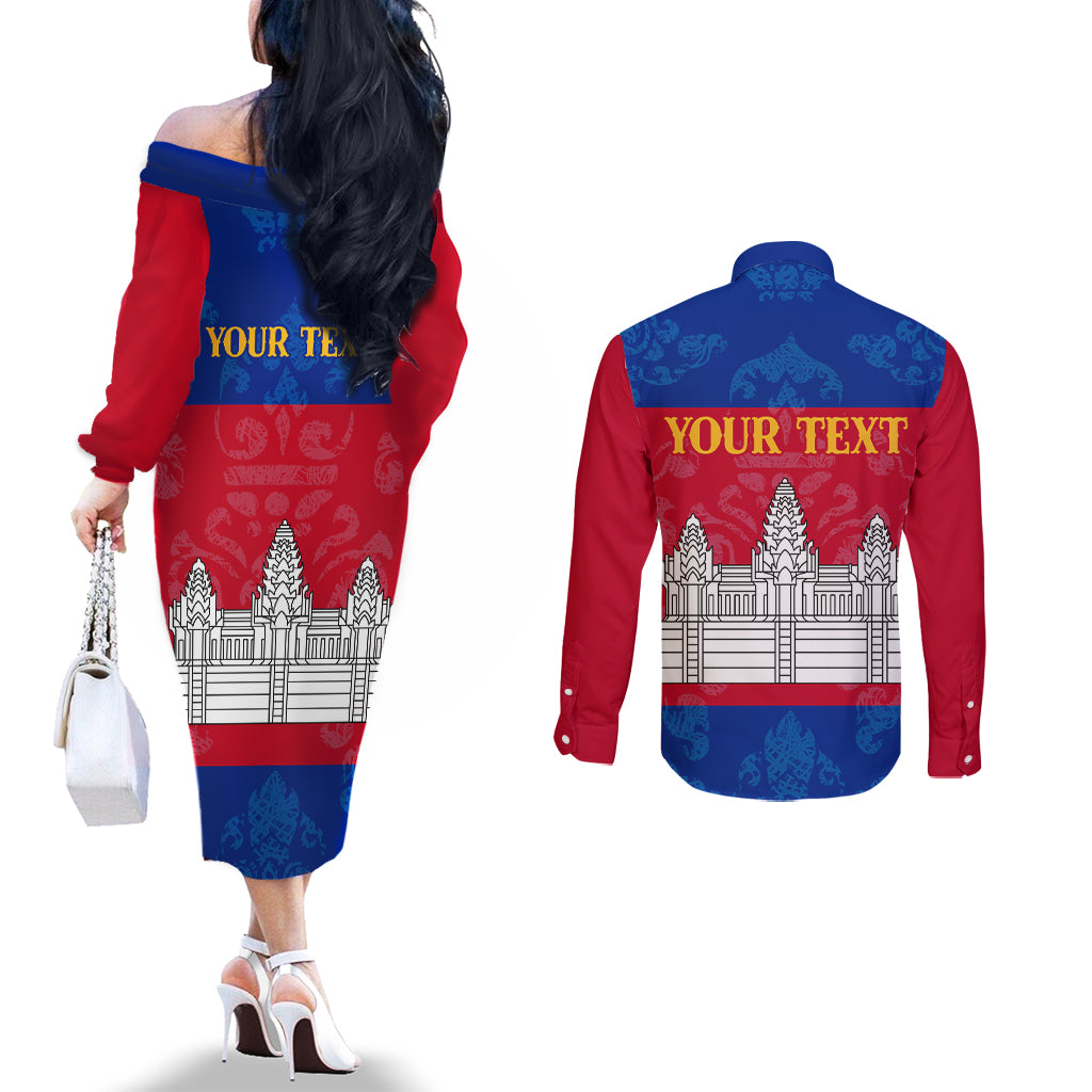 personalised-cambodia-couples-matching-off-the-shoulder-long-sleeve-dress-and-long-sleeve-button-shirt-with-simple-flag-style