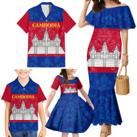 Personalised Cambodia Family Matching Mermaid Dress and Hawaiian Shirt With Simple Flag Style LT9 - Wonder Print Shop