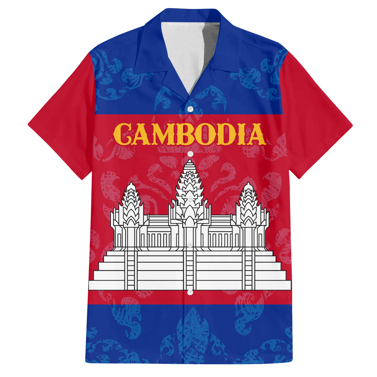 Personalised Cambodia Family Matching Off Shoulder Long Sleeve Dress and Hawaiian Shirt With Simple Flag Style - Wonder Print Shop