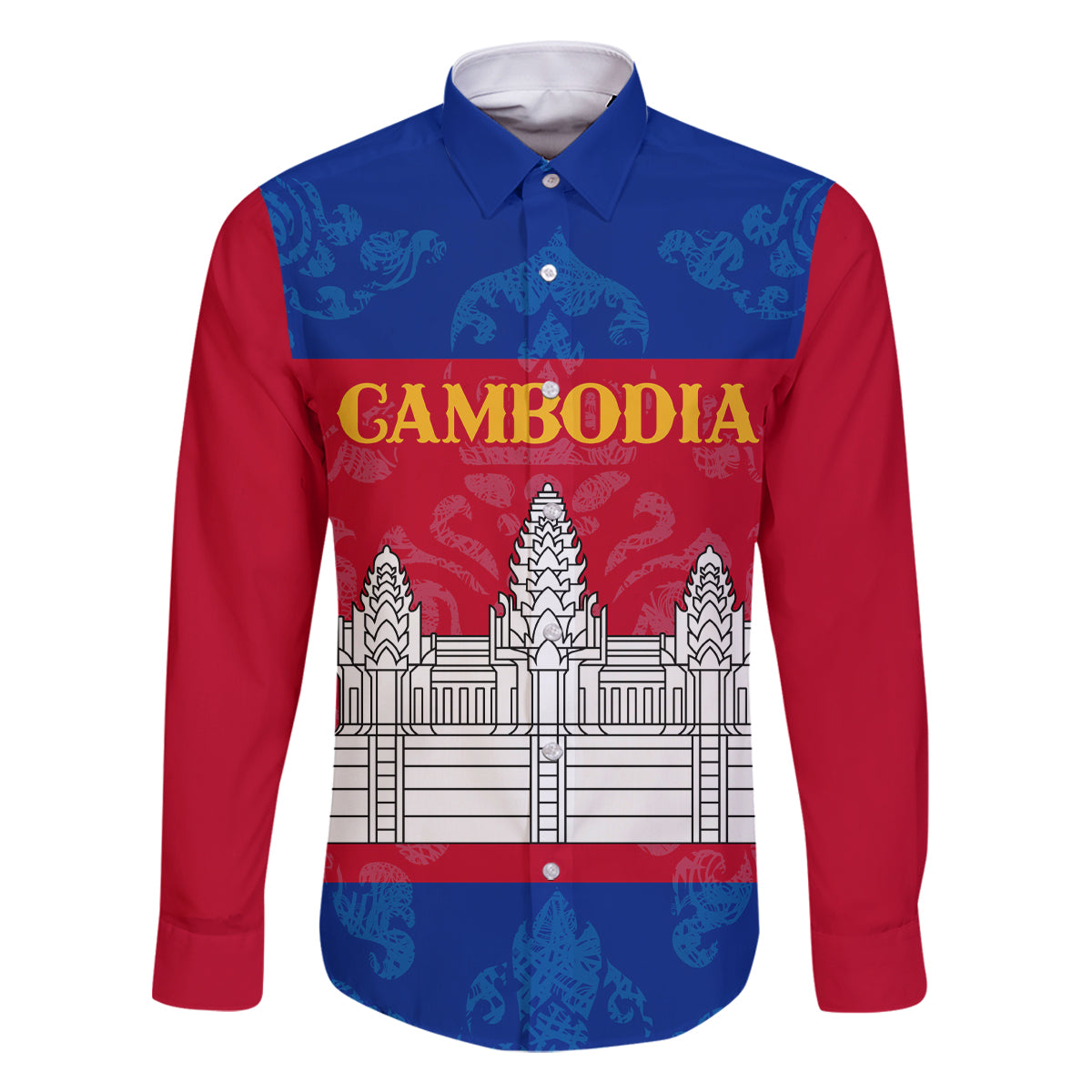 Personalised Cambodia Family Matching Off Shoulder Maxi Dress and Hawaiian Shirt With Simple Flag Style LT9 - Wonder Print Shop