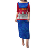 Personalised Cambodia Family Matching Puletasi Dress and Hawaiian Shirt With Simple Flag Style - Wonder Print Shop