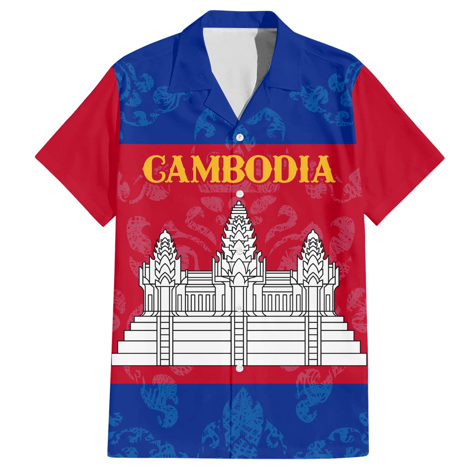 Personalised Cambodia Hawaiian Shirt With Simple Flag Style - Wonder Print Shop