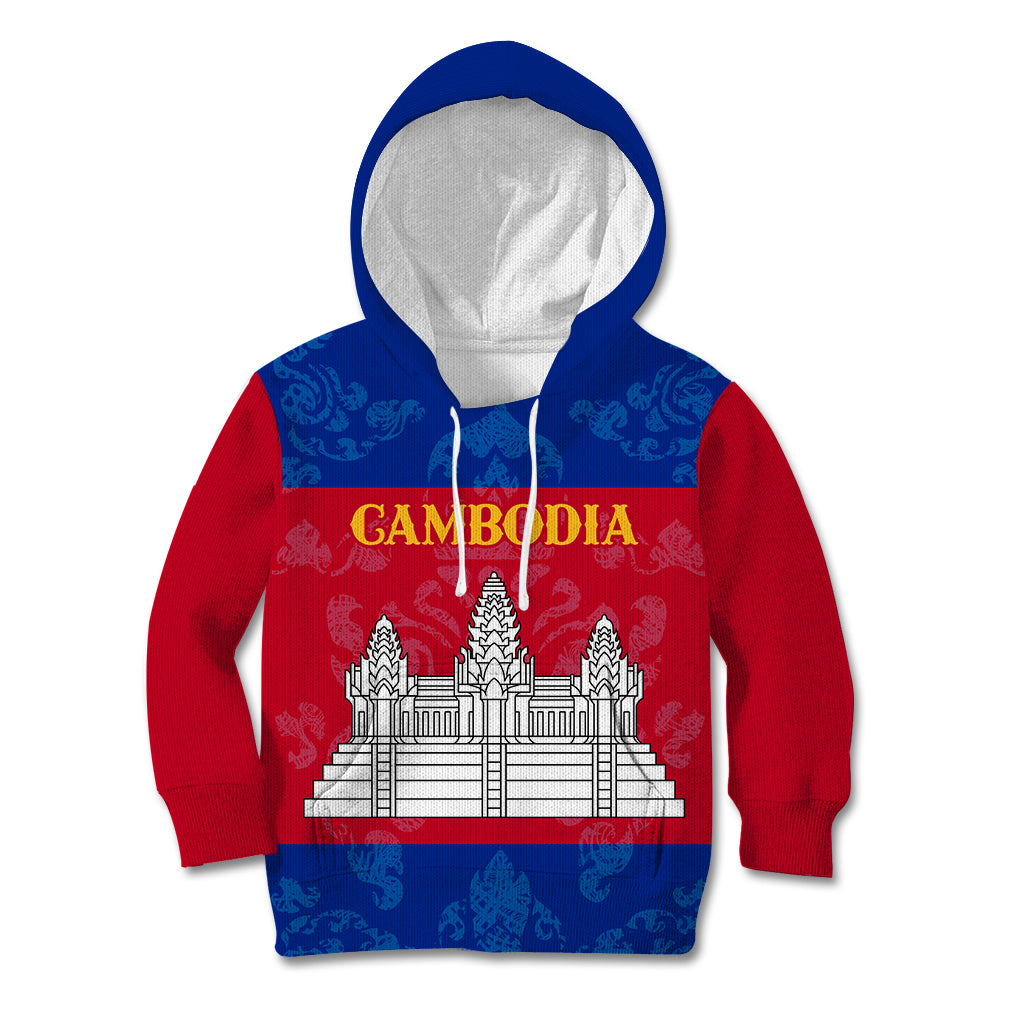 Personalised Cambodia Kid Hoodie With Simple Flag Style - Wonder Print Shop