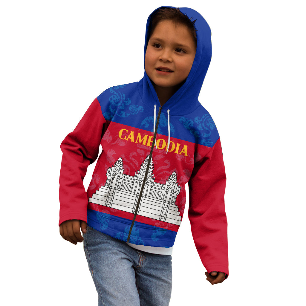 Personalised Cambodia Kid Hoodie With Simple Flag Style - Wonder Print Shop