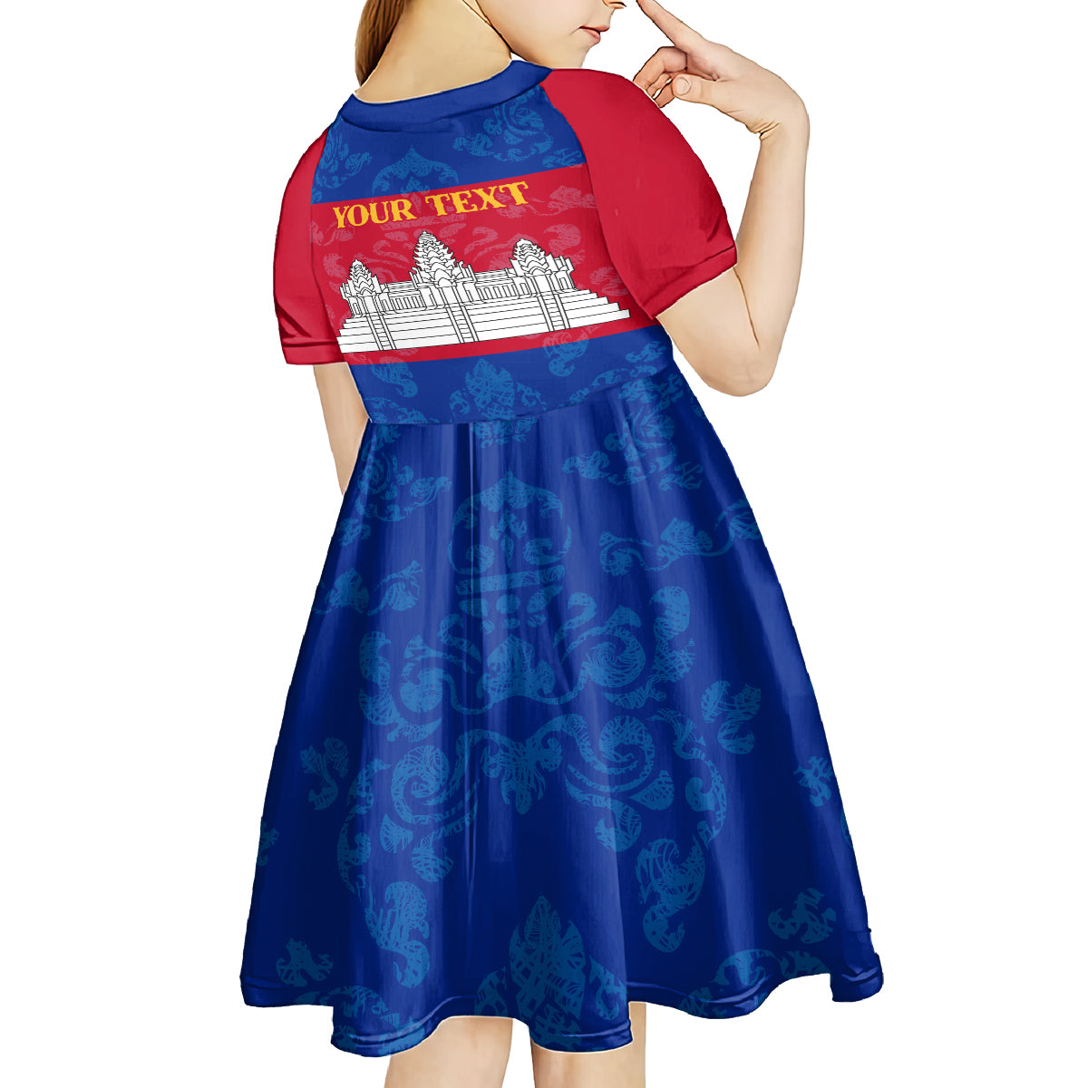 Personalised Cambodia Kid Short Sleeve Dress With Simple Flag Style - Wonder Print Shop