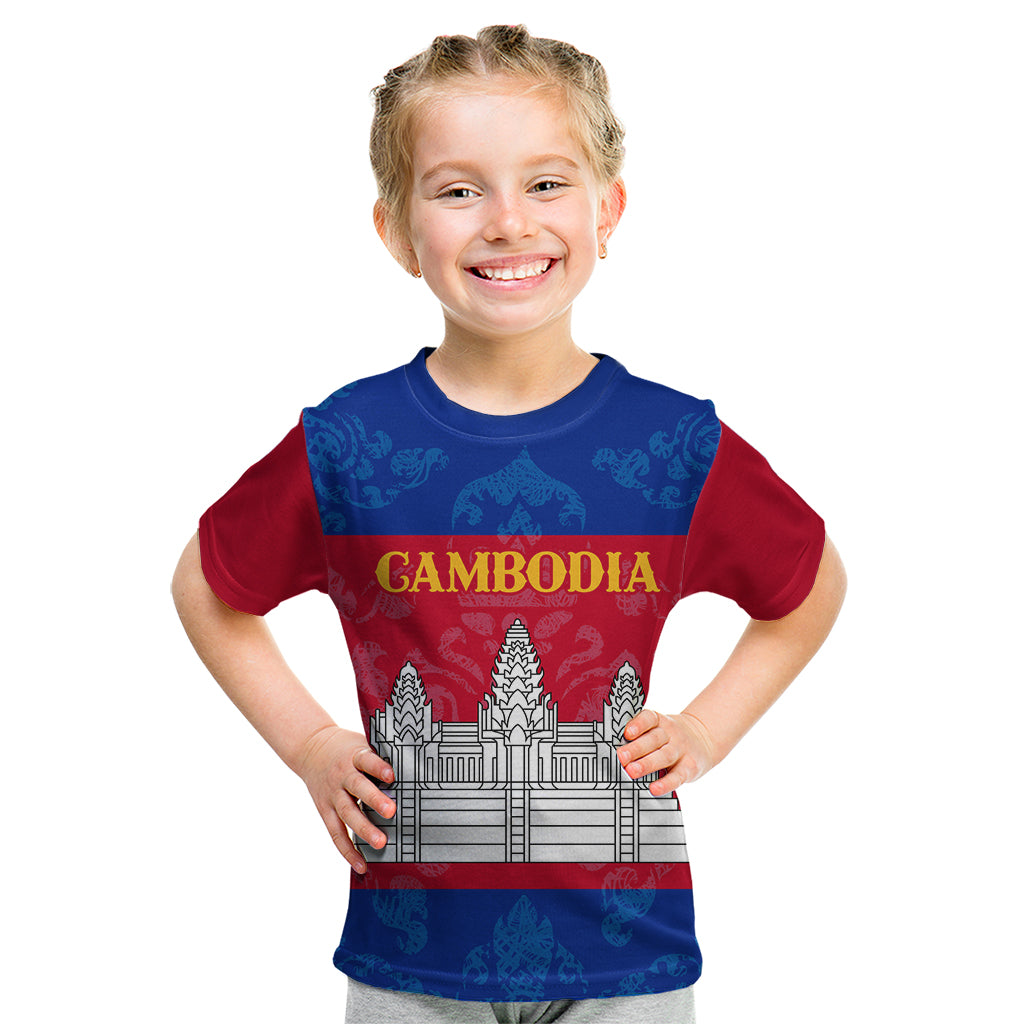 Personalised Cambodia Kid T Shirt With Simple Flag Style - Wonder Print Shop