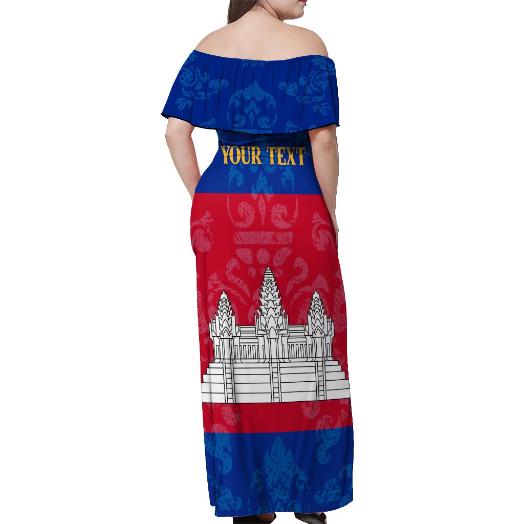 Personalised Cambodia Off Shoulder Maxi Dress With Simple Flag Style - Wonder Print Shop