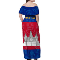 Personalised Cambodia Off Shoulder Maxi Dress With Simple Flag Style - Wonder Print Shop