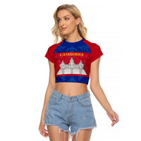 Personalised Cambodia Raglan Cropped T Shirt With Simple Flag Style - Wonder Print Shop
