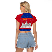 Personalised Cambodia Raglan Cropped T Shirt With Simple Flag Style - Wonder Print Shop