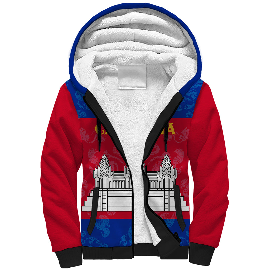 Personalised Cambodia Sherpa Hoodie With Simple Flag Style - Wonder Print Shop