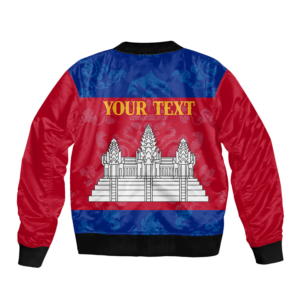 Personalised Cambodia Sleeve Zip Bomber Jacket With Simple Flag Style - Wonder Print Shop