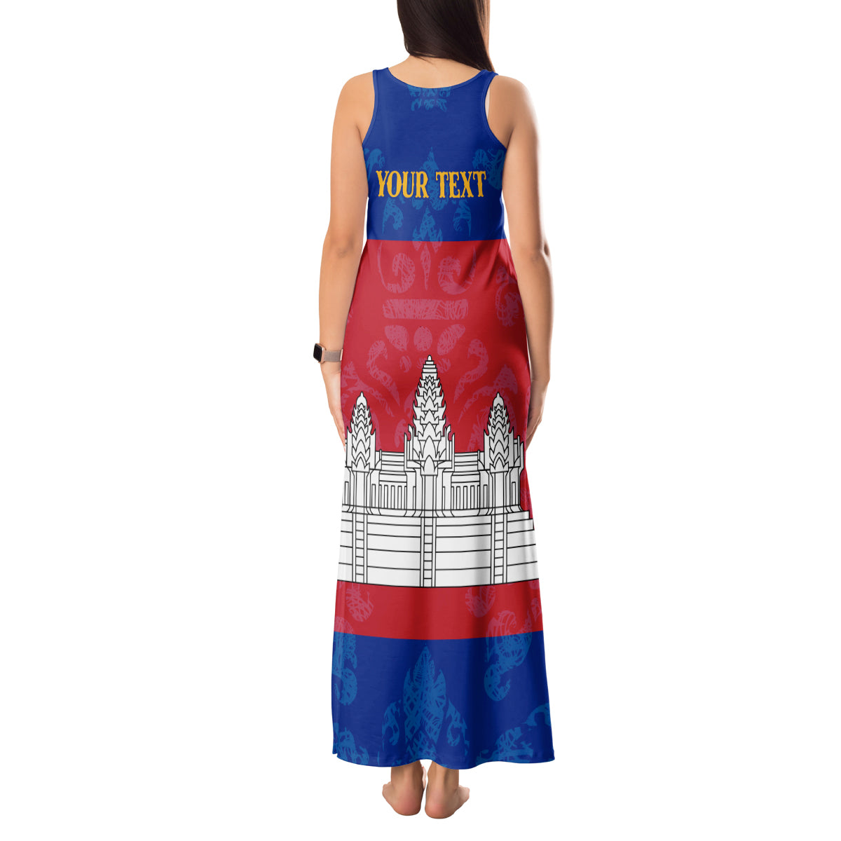 Personalised Cambodia Tank Maxi Dress With Simple Flag Style - Wonder Print Shop