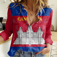 Personalised Cambodia Women Casual Shirt With Simple Flag Style - Wonder Print Shop