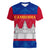 Personalised Cambodia Women V Neck T Shirt With Simple Flag Style - Wonder Print Shop