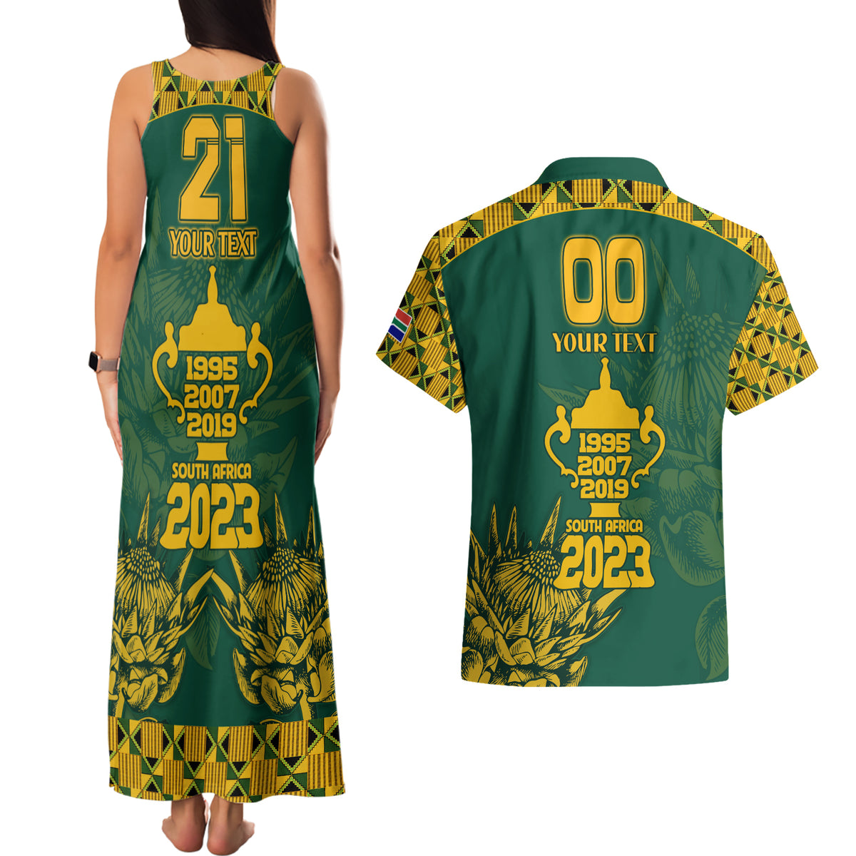 Custom South Africa Rugby Couples Matching Tank Maxi Dress and Hawaiian Shirt Springboks Proud The Champions No2 LT9 - Wonder Print Shop