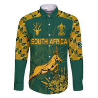 Custom South Africa Rugby Family Matching Off Shoulder Long Sleeve Dress and Hawaiian Shirt Springboks Proud The Champions No2 - Wonder Print Shop