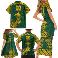 Custom South Africa Rugby Family Matching Short Sleeve Bodycon Dress and Hawaiian Shirt Springboks Proud The Champions No2 - Wonder Print Shop