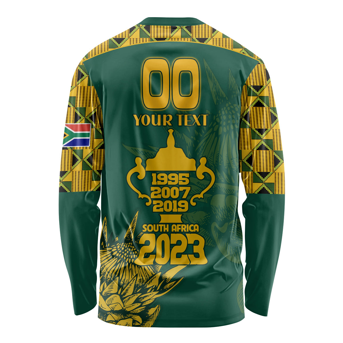 Custom South Africa Rugby Long Sleeve Shirt Springboks Proud The Champions No2 - Wonder Print Shop