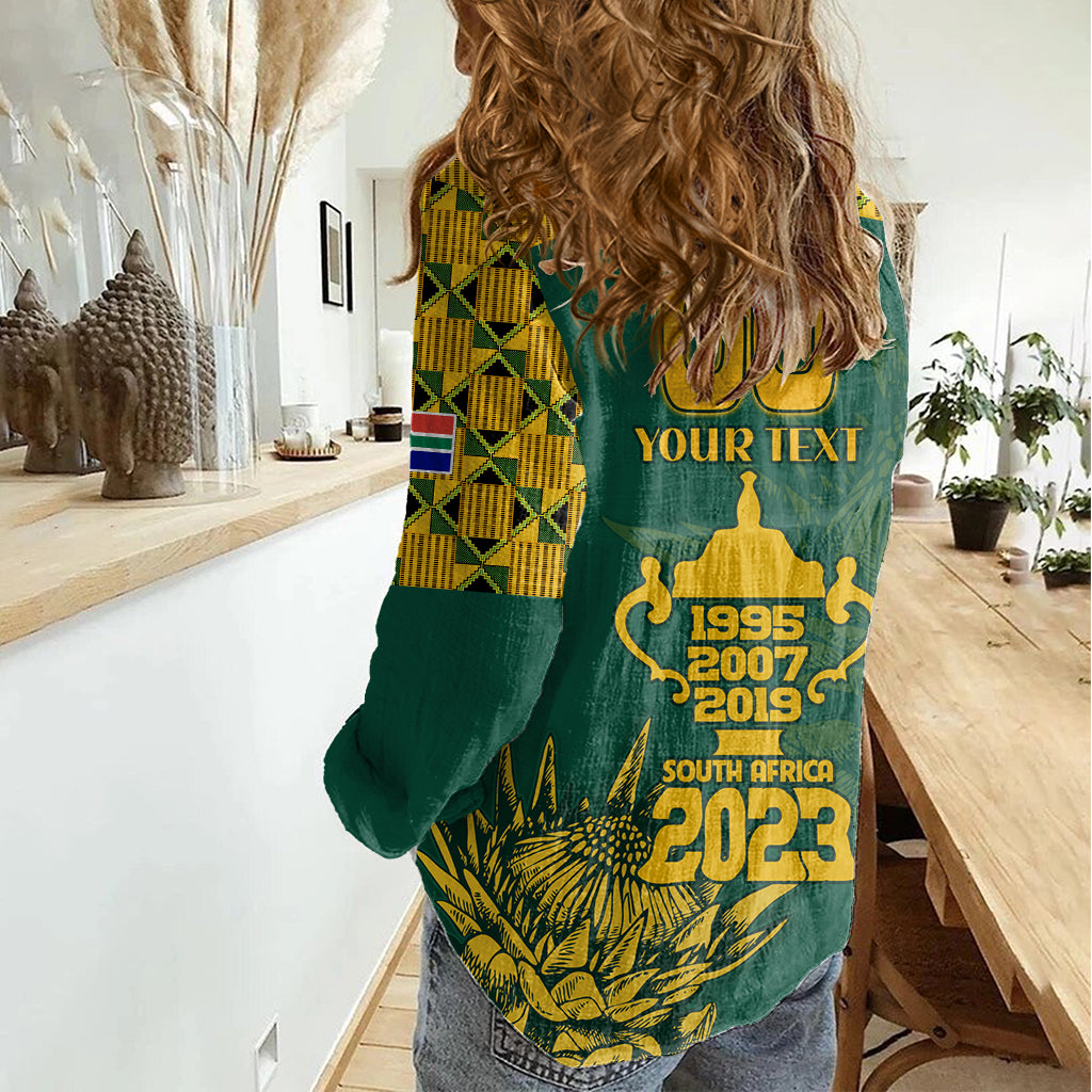 Custom South Africa Rugby Women Casual Shirt Springboks Proud The Champions No2 - Wonder Print Shop