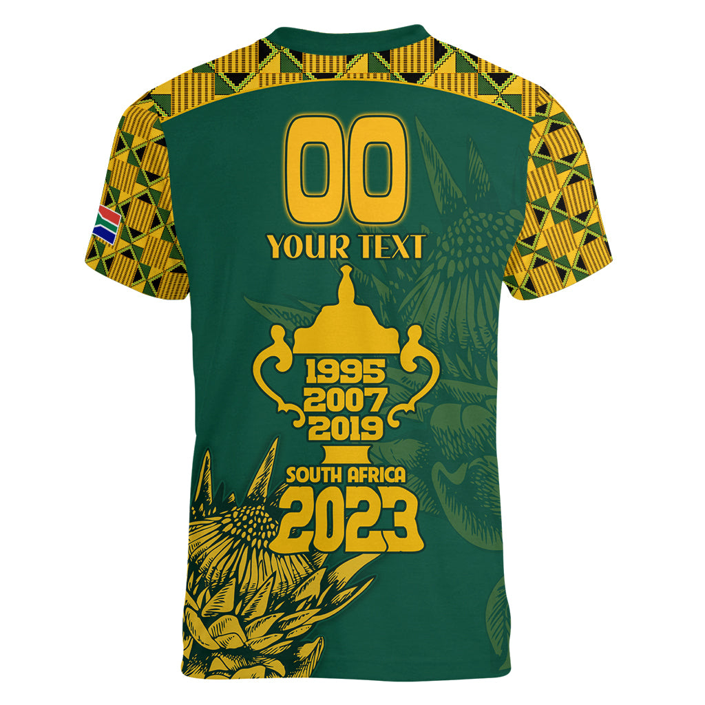 Custom South Africa Rugby Women V Neck T Shirt Springboks Proud The Champions No2 - Wonder Print Shop