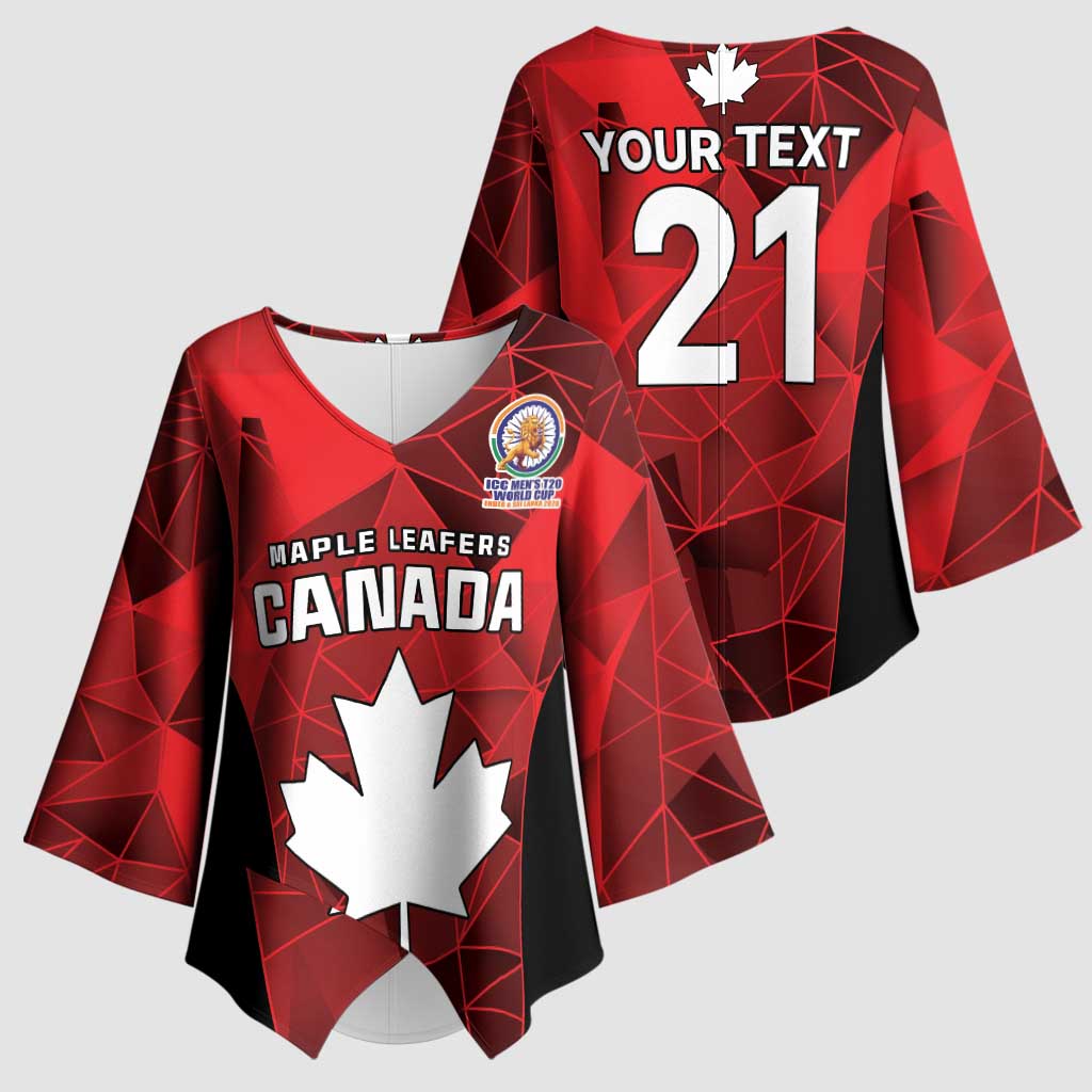 Custom Canada Cricket Spirit 2026 Kimono Sleeve Blouse World T20 Edition - Wonder Print Shop