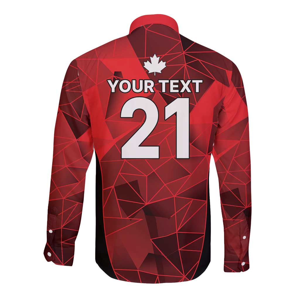 Custom Canada Cricket Spirit 2026 Long Sleeve Button Shirt World T20 Edition - Wonder Print Shop