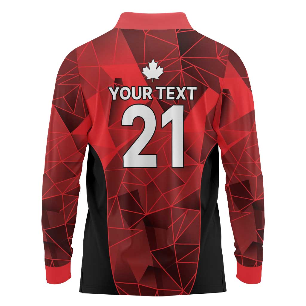 Custom Canada Cricket Spirit 2026 Long Sleeve Polo Shirt World T20 Edition - Wonder Print Shop