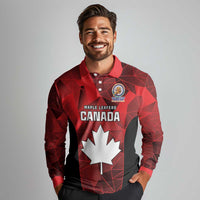 Custom Canada Cricket Spirit 2026 Long Sleeve Polo Shirt World T20 Edition - Wonder Print Shop