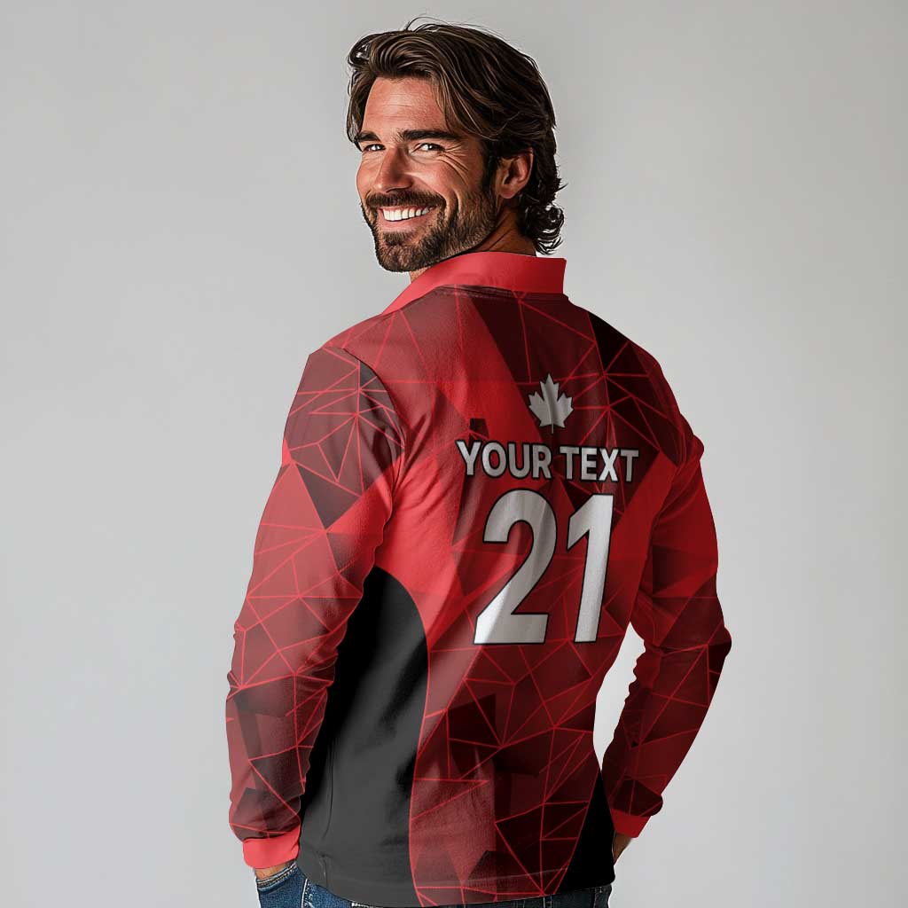 Custom Canada Cricket Spirit 2026 Long Sleeve Polo Shirt World T20 Edition - Wonder Print Shop