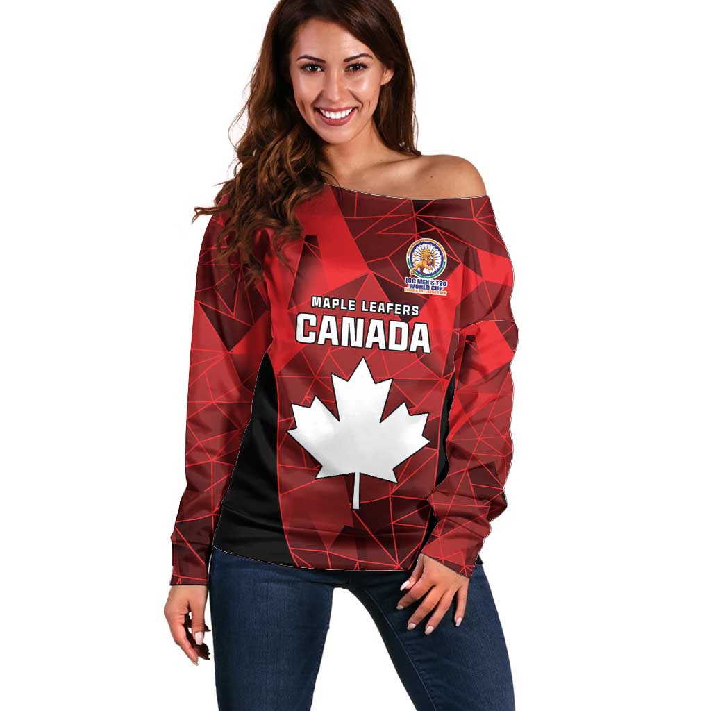 Custom Canada Cricket Spirit 2026 Off Shoulder Sweater World T20 Edition - Wonder Print Shop