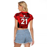 Custom Canada Cricket Spirit 2026 Raglan Cropped T Shirt World T20 Edition - Wonder Print Shop
