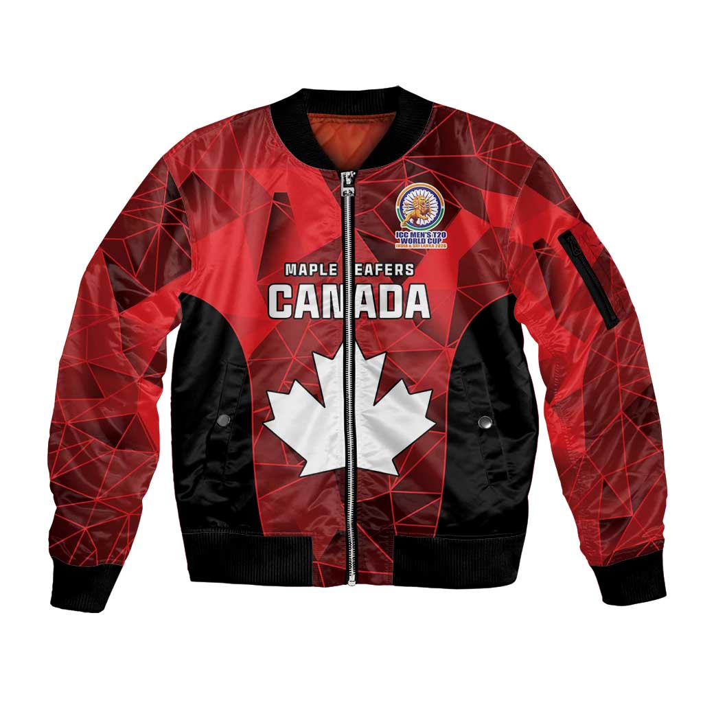 Custom Canada Cricket Spirit 2026 Sleeve Zip Bomber Jacket World T20 Edition - Wonder Print Shop