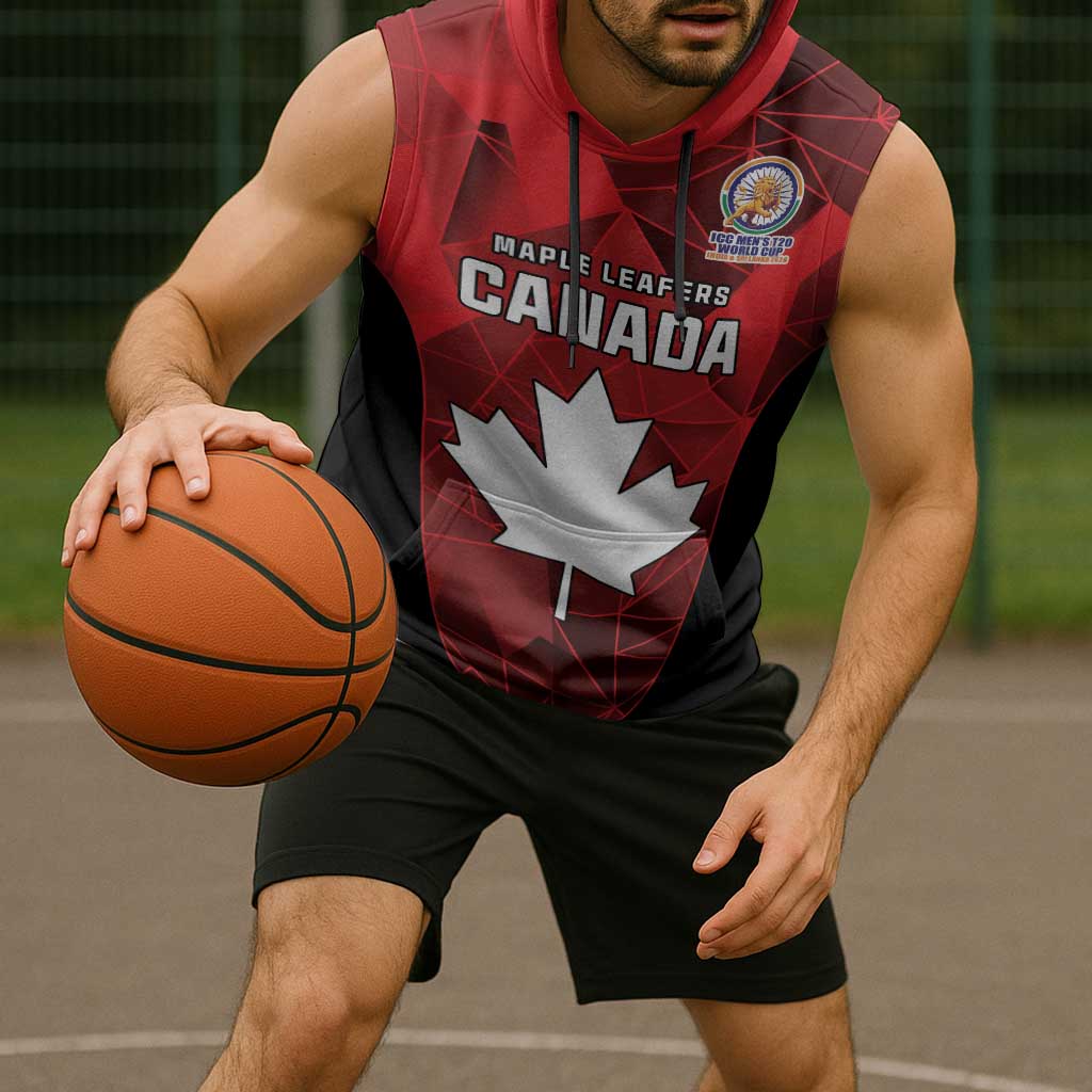 Custom Canada Cricket Spirit 2026 Sleeveless Hoodie World T20 Edition - Wonder Print Shop