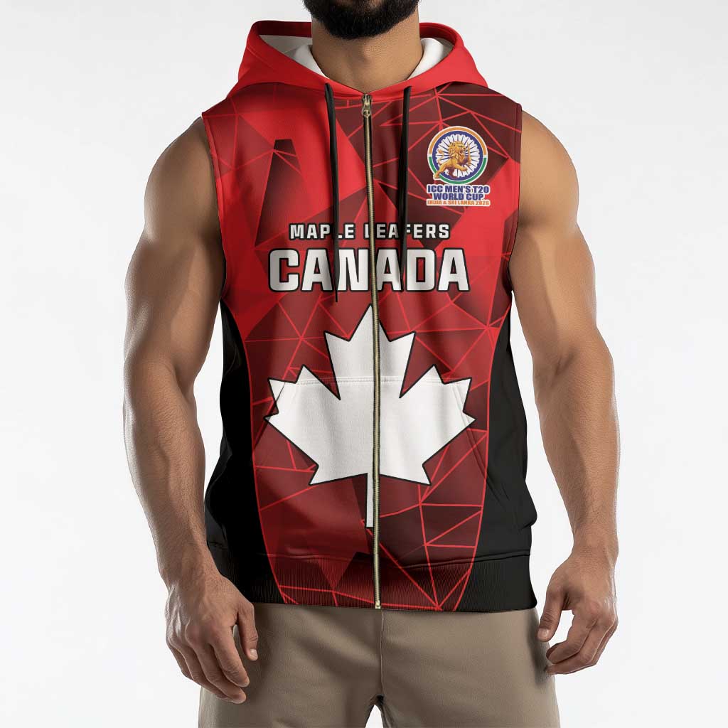 Custom Canada Cricket Spirit 2026 Sleeveless Zip Hoodie World T20 Edition - Wonder Print Shop