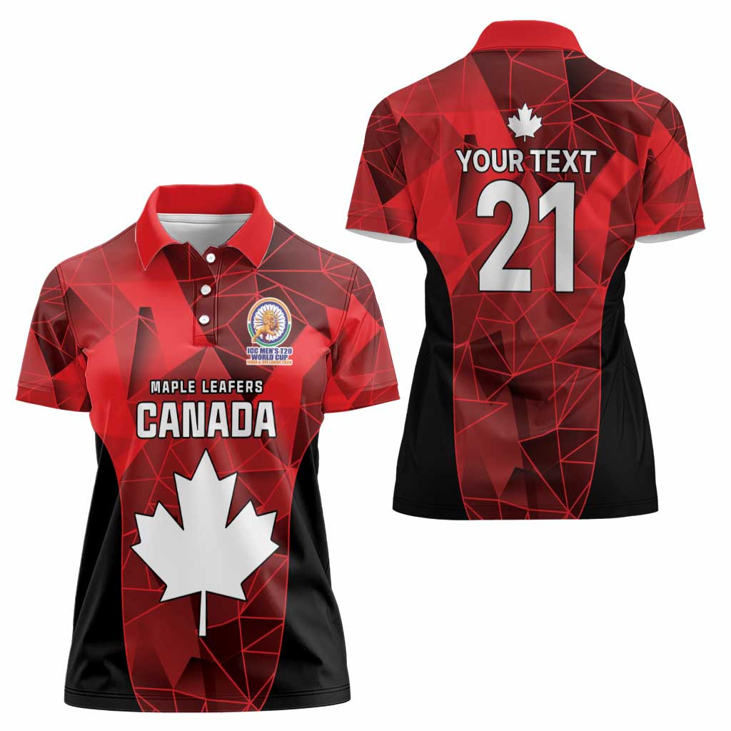 Custom Canada Cricket Spirit 2026 Women Polo Shirt World T20 Edition - Wonder Print Shop