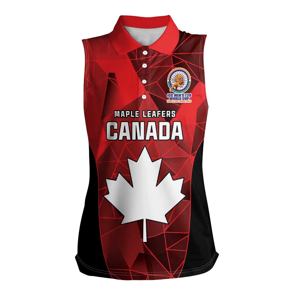 Custom Canada Cricket Spirit 2026 Women Sleeveless Polo Shirt World T20 Edition - Wonder Print Shop