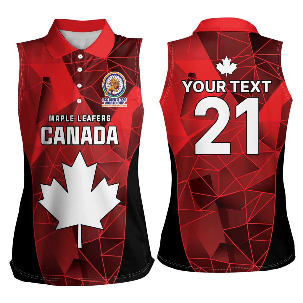 Custom Canada Cricket Spirit 2026 Women Sleeveless Polo Shirt World T20 Edition - Wonder Print Shop