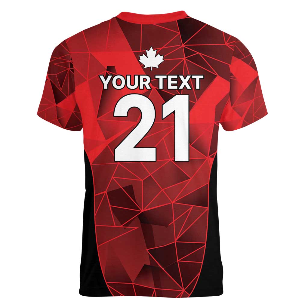 Custom Canada Cricket Spirit 2026 Women V-Neck T-Shirt World T20 Edition - Wonder Print Shop