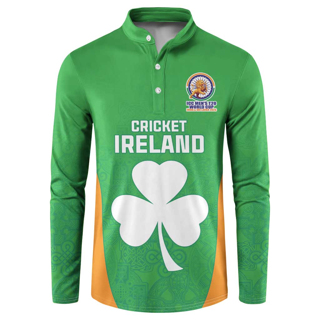 Custom Ireland Cricket Spirit 2026 Button Sweatshirt World T20 Edition - Wonder Print Shop
