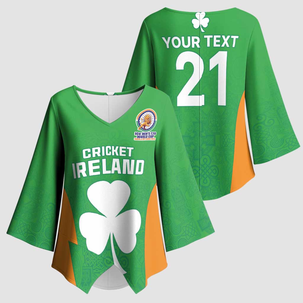 Custom Ireland Cricket Spirit 2026 Kimono Sleeve Blouse World T20 Edition - Wonder Print Shop