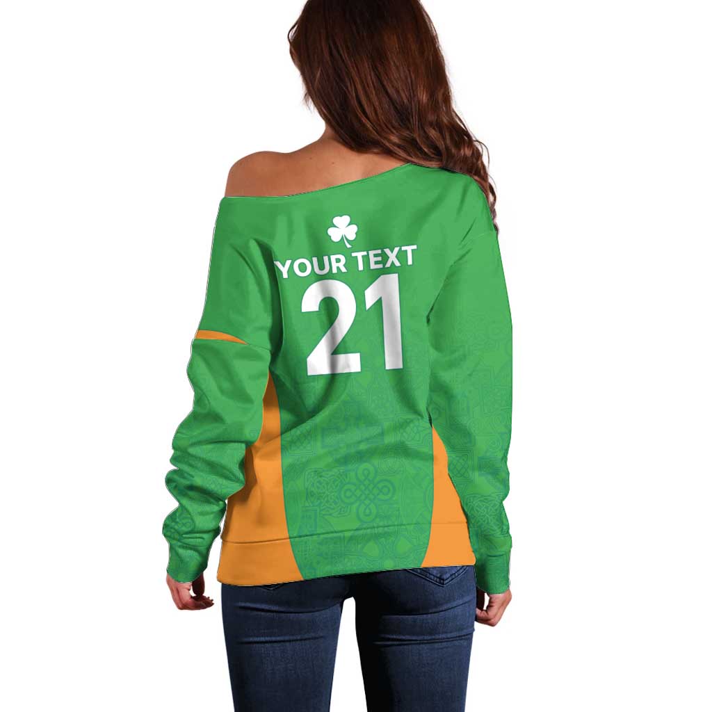 Custom Ireland Cricket Spirit 2026 Off Shoulder Sweater World T20 Edition - Wonder Print Shop
