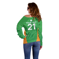 Custom Ireland Cricket Spirit 2026 Off Shoulder Sweater World T20 Edition - Wonder Print Shop