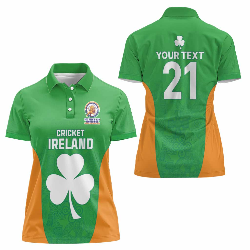 Custom Ireland Cricket Spirit 2026 Women Polo Shirt World T20 Edition - Wonder Print Shop